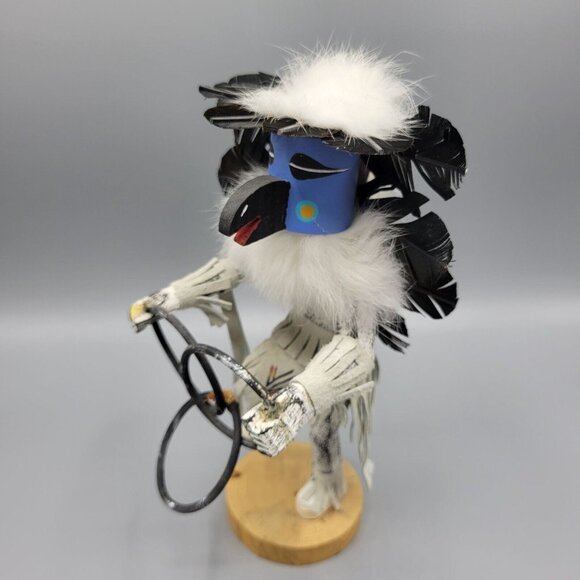 Kachina Doll 9" Hoop Dancer Navajo Hopi Feathers Native American Art Signed - Picture 9 of 14